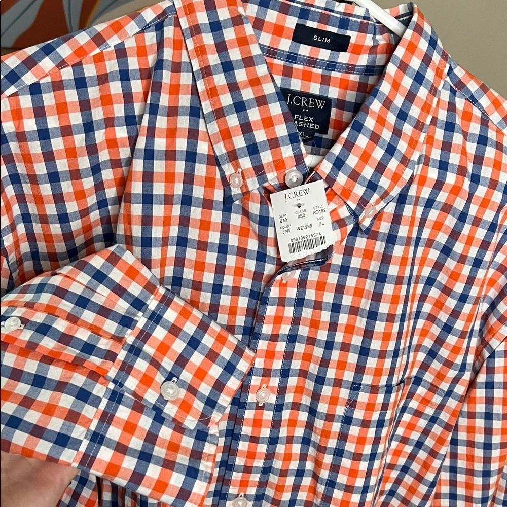 J. Crew Men's Slim Fit Flex Washed Plaid Button-Down Shirt Size XL NEW